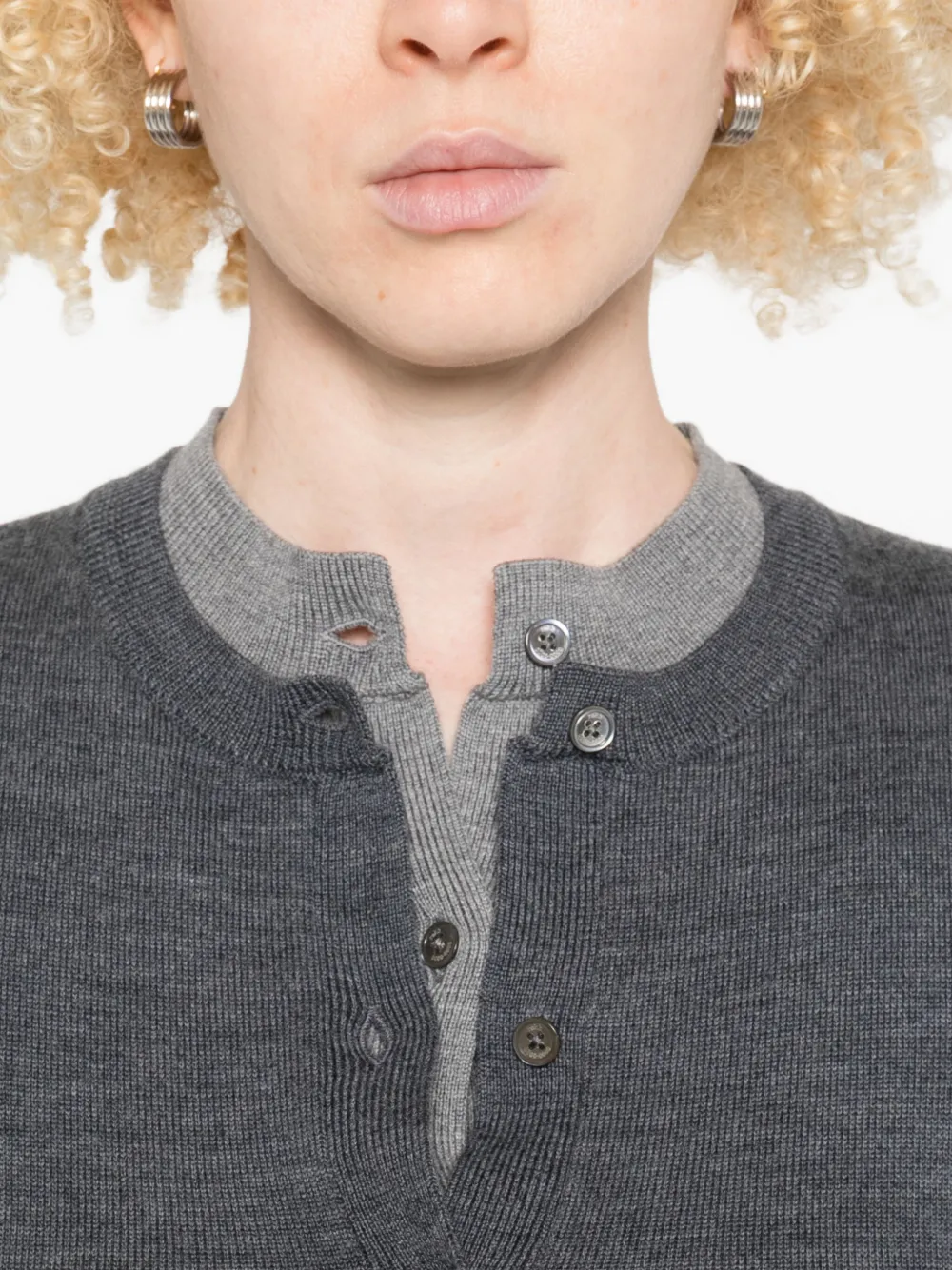 Rokh Double-layered Button Cardigan In Gray