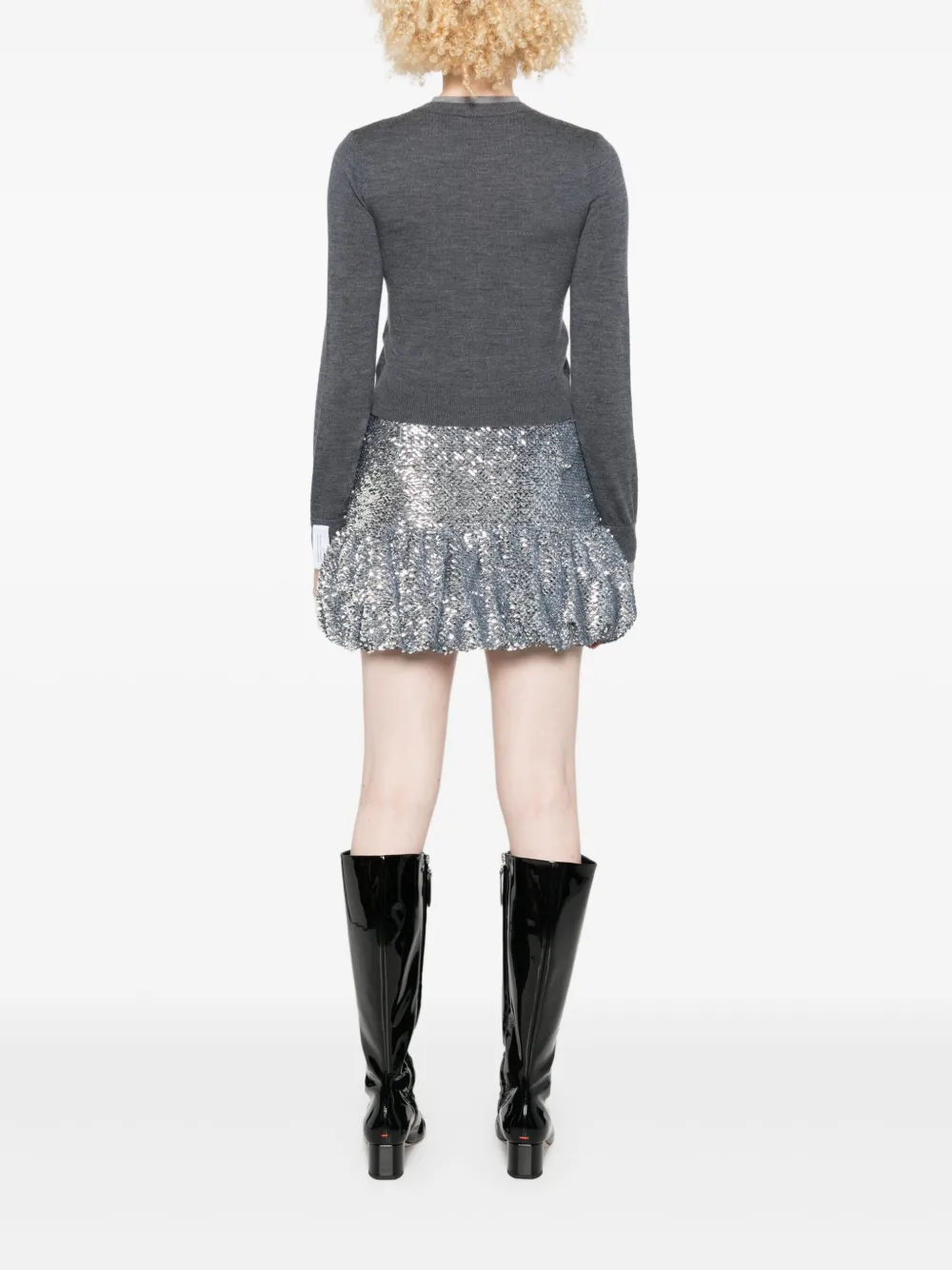 Rokh Double-layered Button Cardigan In Gray
