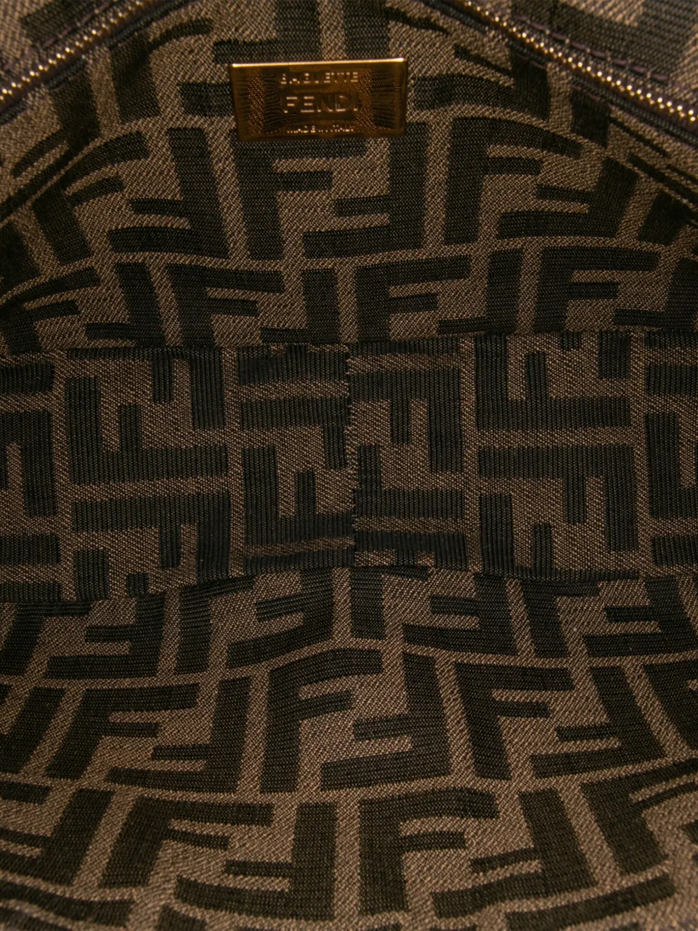 Pre-owned Fendi 2010-2025 Zucca Canvas Paisley Embroidery Baguette Satchel In Brown