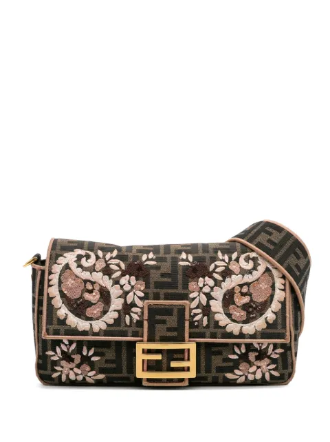 Fendi Pre-Owned 2010-2025 Zucca Canvas Paisley Embroidery Baguette satchel
