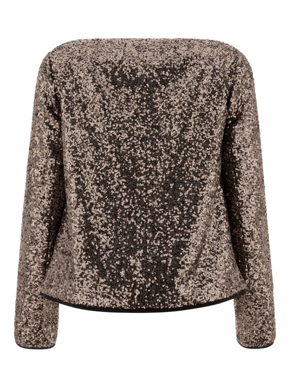 Fit F.it Cropped Sequined Jacket With Open Front In Brown