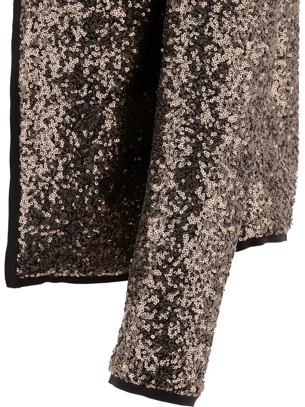 Fit F.it Cropped Sequined Jacket With Open Front In Brown