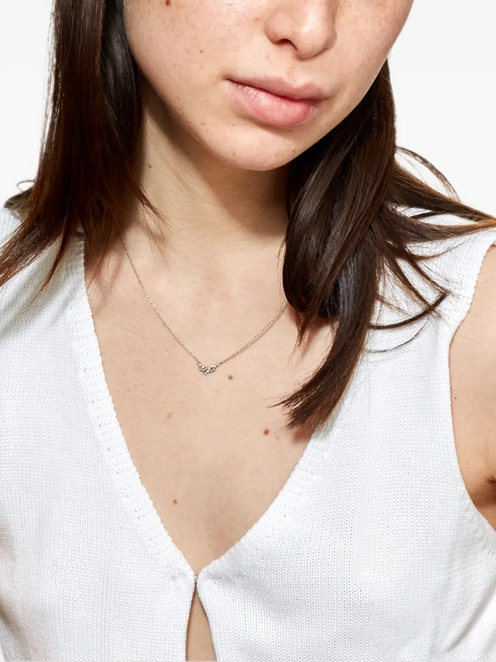 Noguchi 14k White Gold Cluster Diamond Necklace In Gold