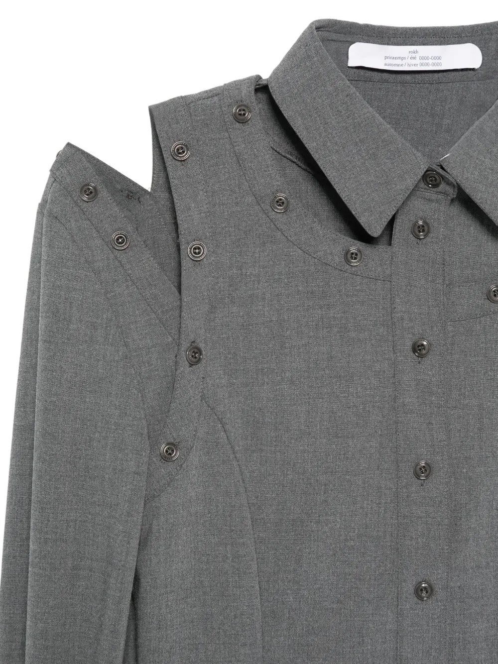 Rokh Cut-out Button-detail Shirt In Gray