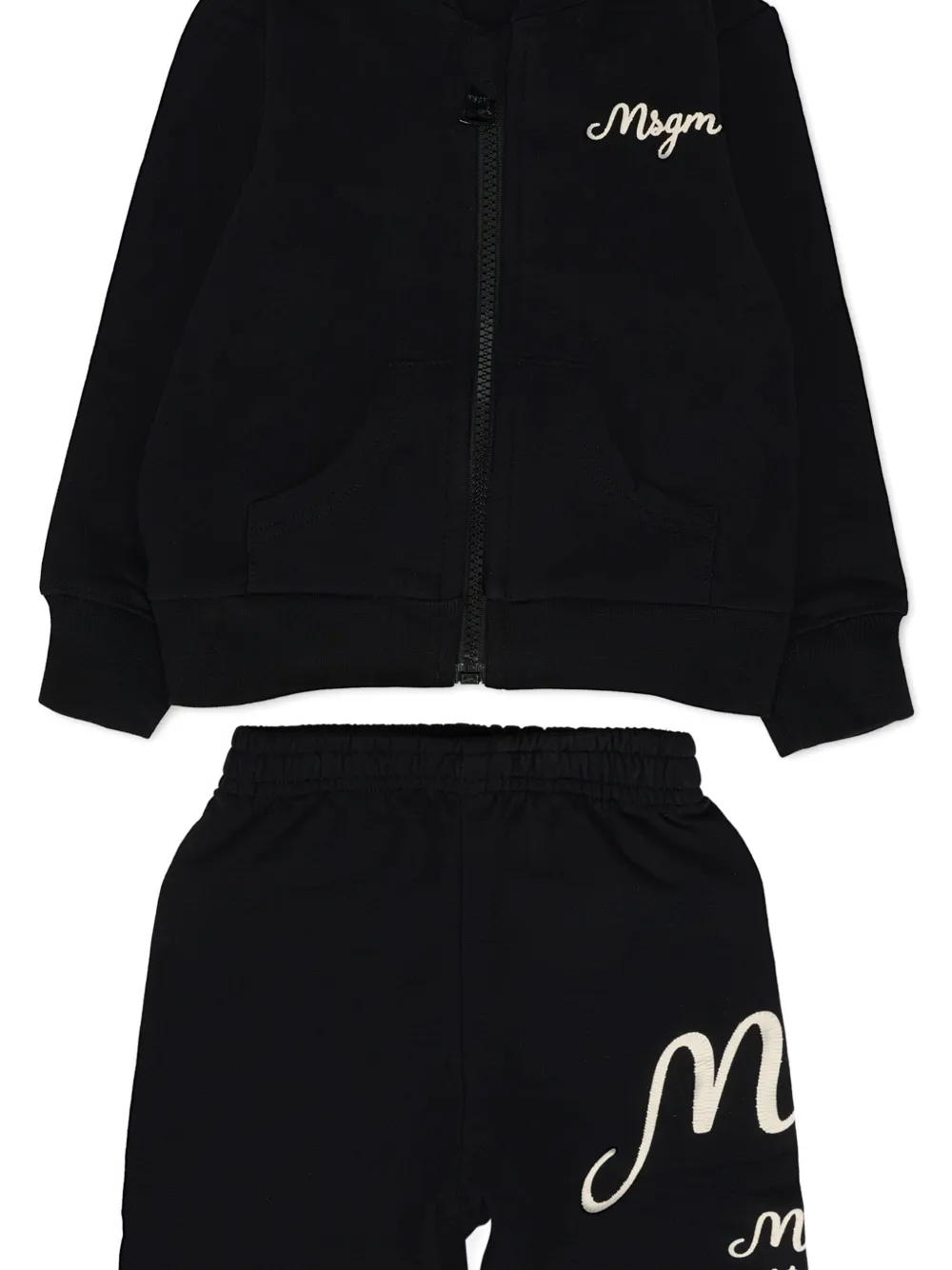 Msgm Logo-embroidered Tracksuit (set Of Two) In Black