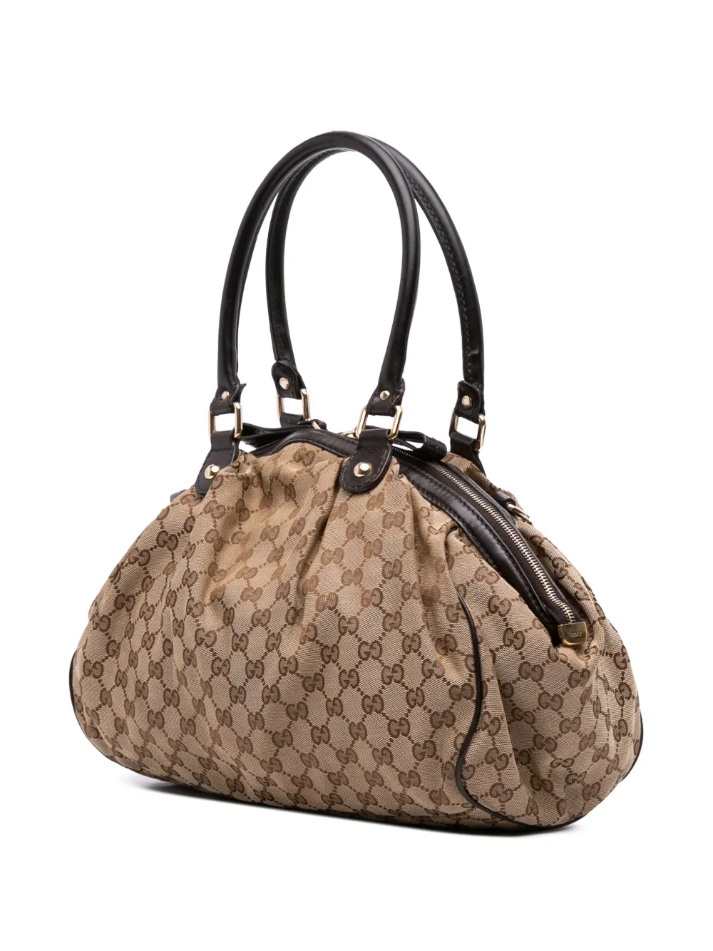 Pre-owned Gucci 2016-2025 Gg Canvas Sukey Satchel In Brown