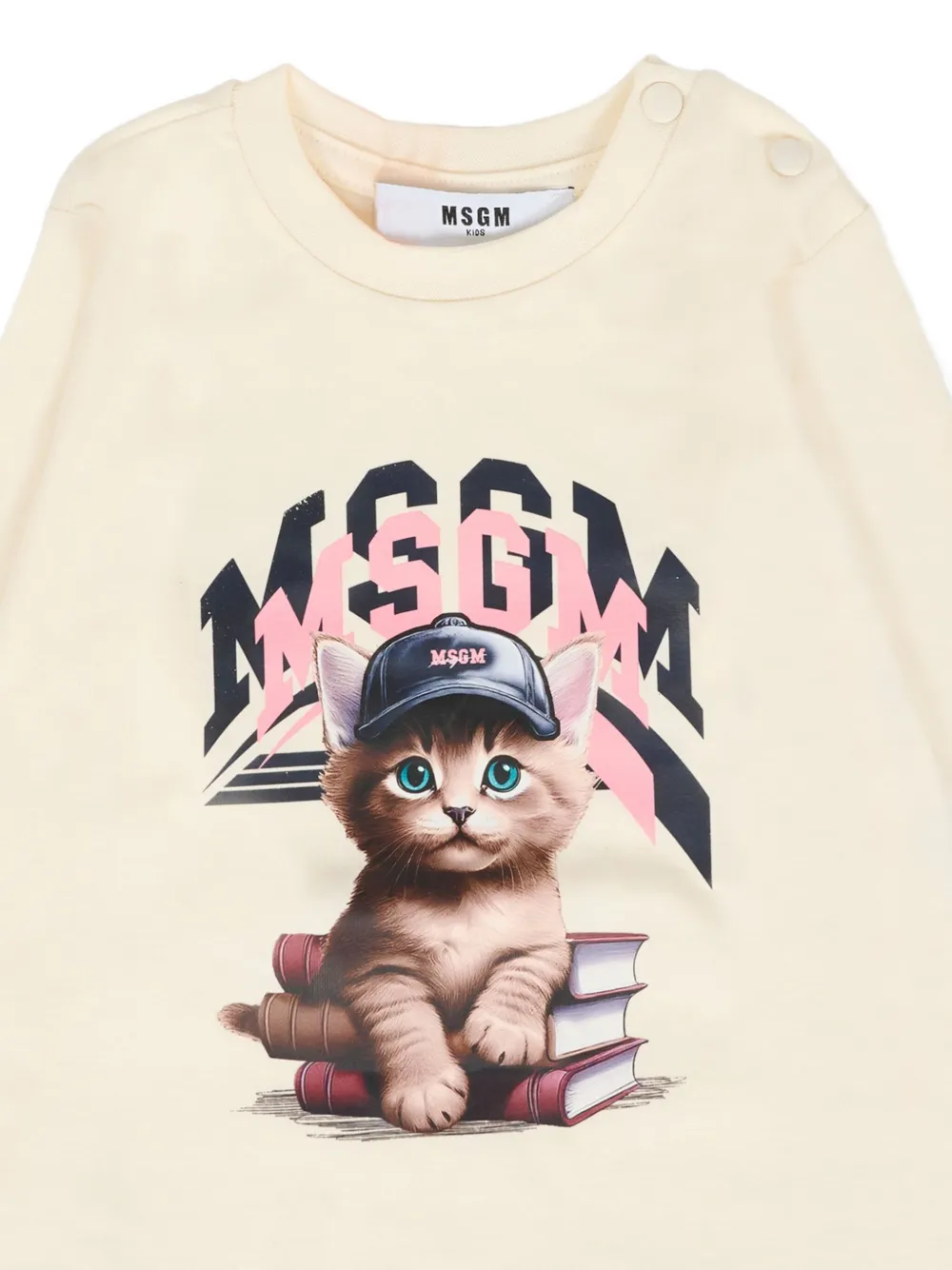 Msgm Cat-print Long-sleeve T-shirt In Neutral