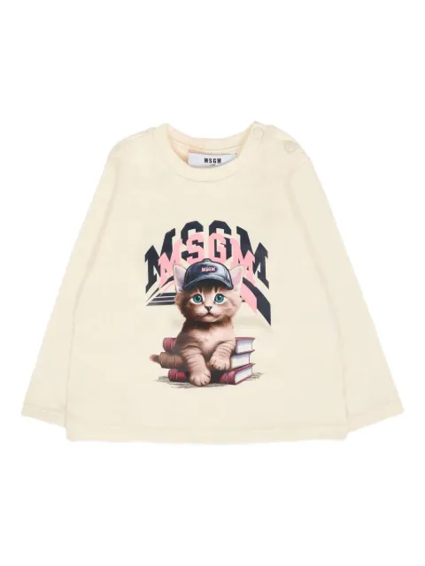 MSGM Kids cat-print long-sleeve T-shirt