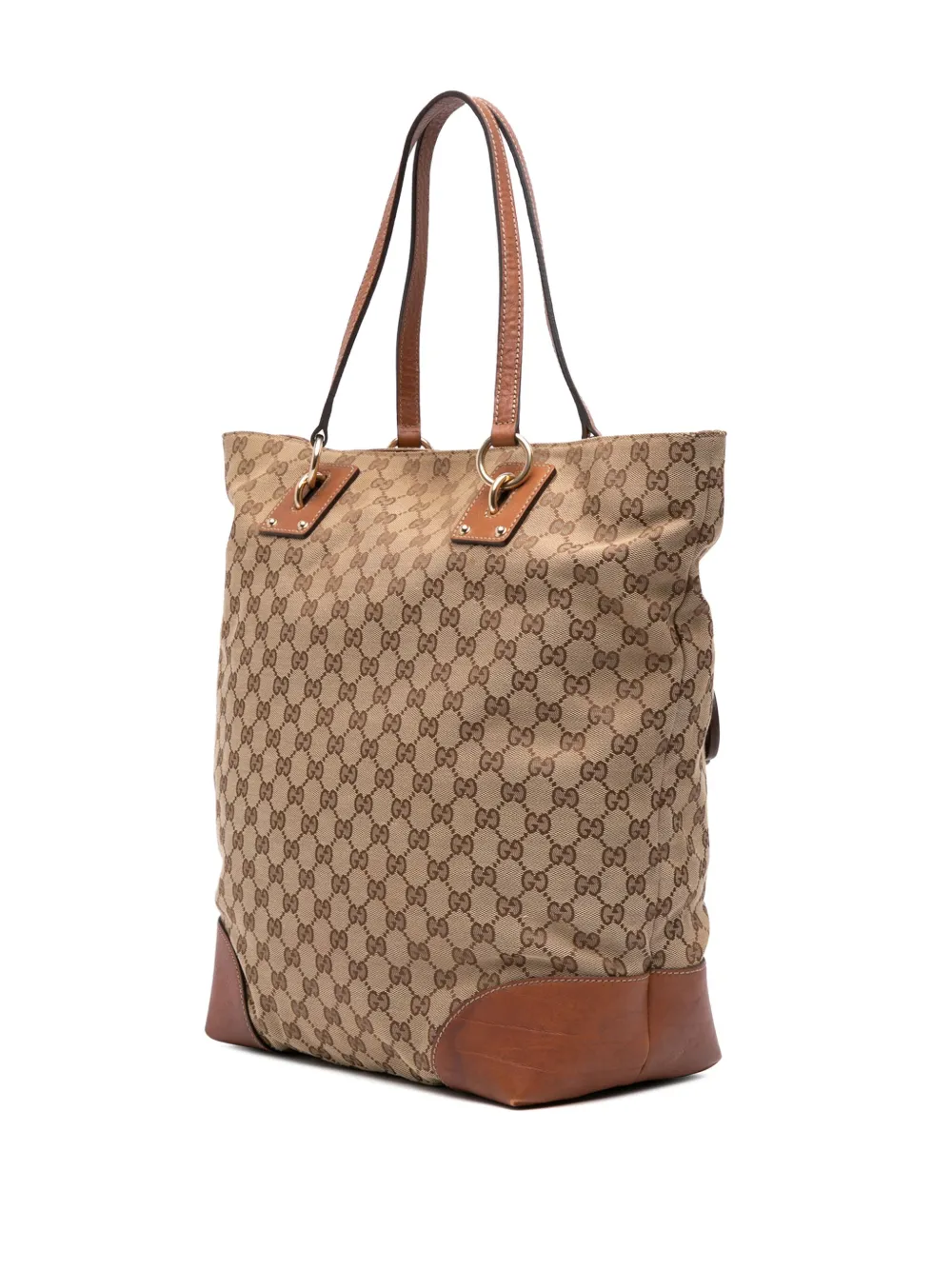 Pre-owned Gucci 2016-2025 Large Gg Canvas Gg Charm Tote Bag In Brown