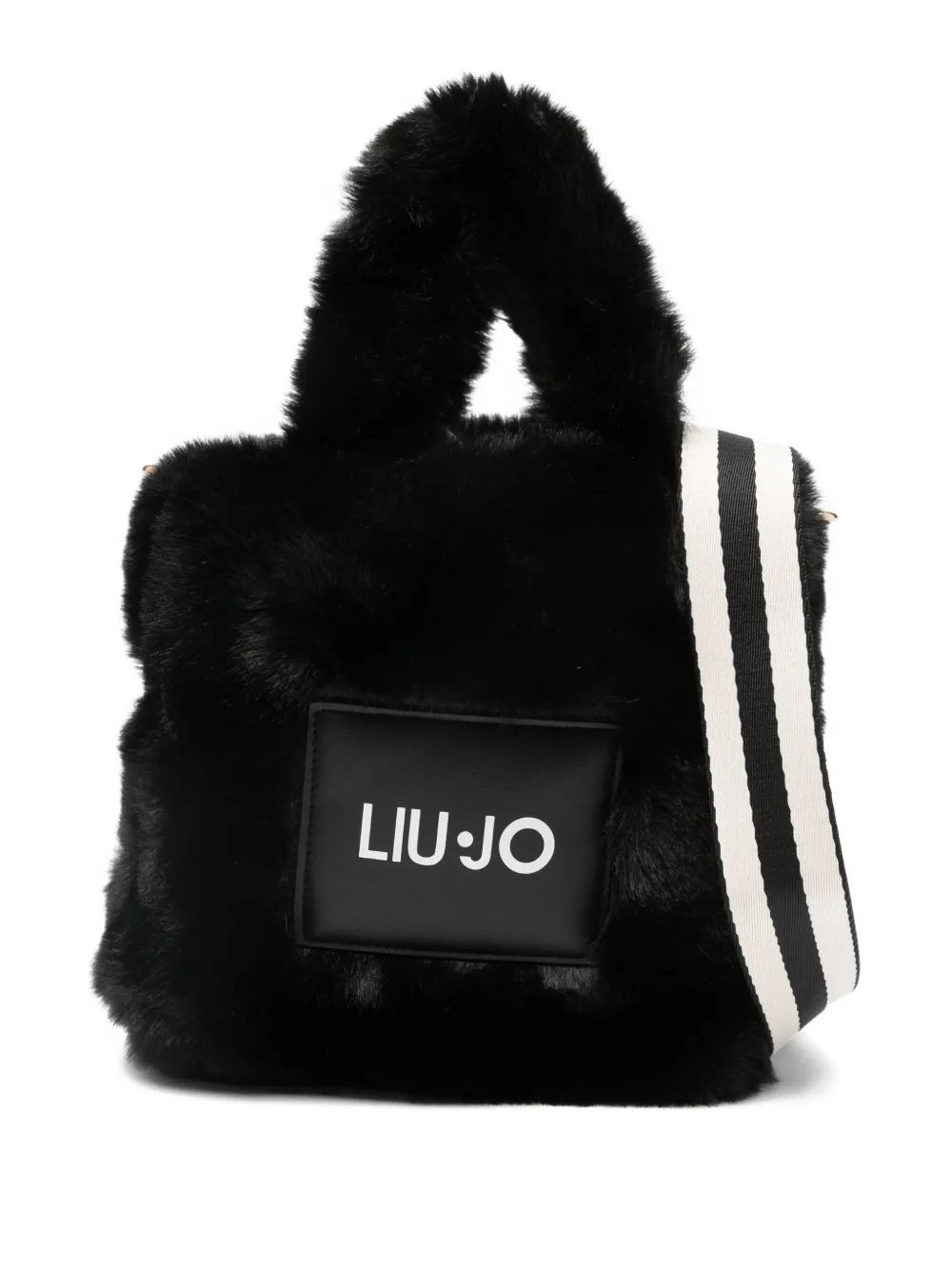 Liu •jo Faux-fur-panelled Top-handle Shoulder Bag In Black