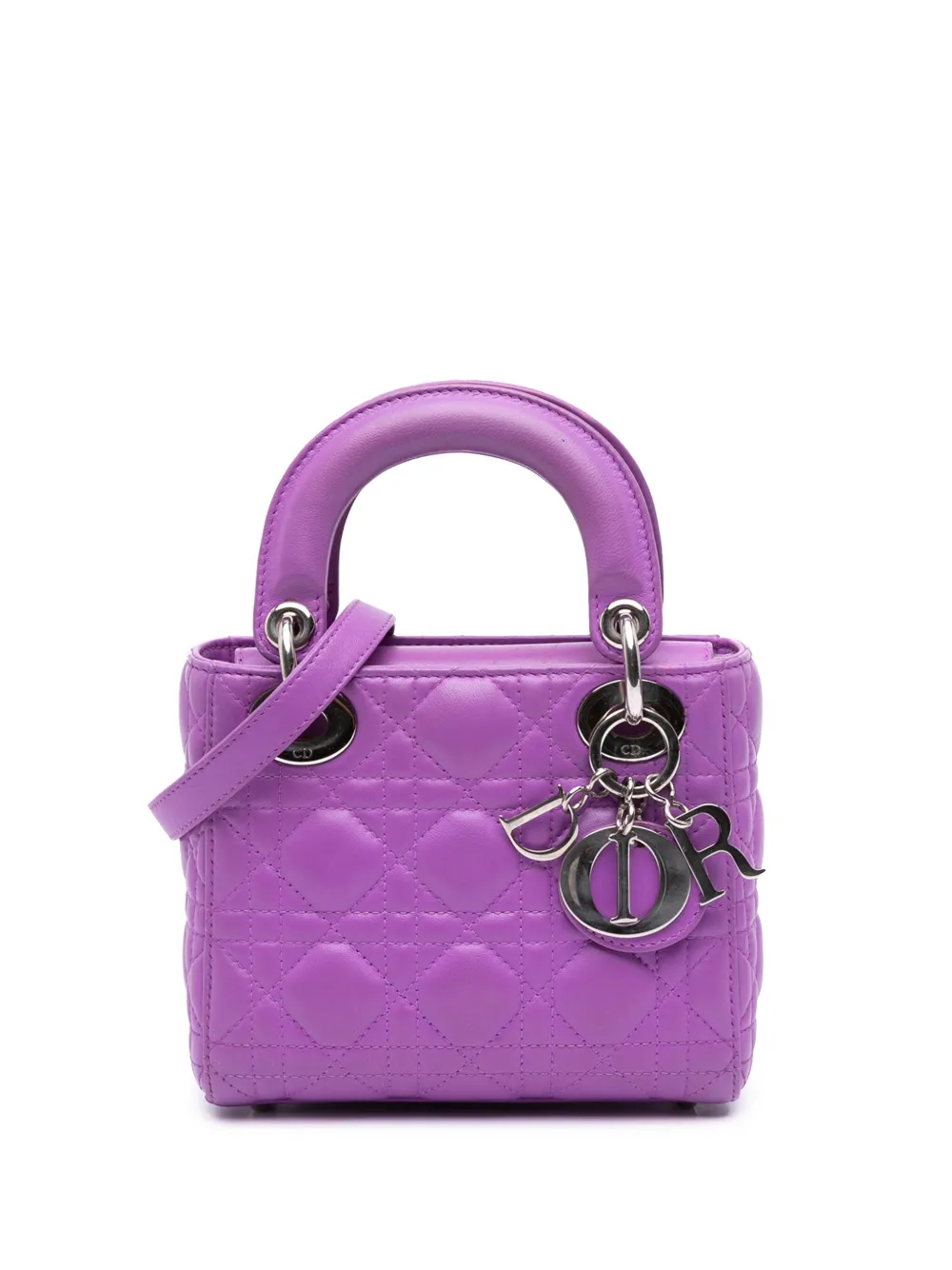Christian Dior Pre-Owned 2014 ミニ ラムスキン カナージュ レディ ディオール サッチェルバッグ - パープル Christian Dior Pre-Owned 2014 ミニ ラムスキン カナージュ レディ ディオール サッチェルバッグ - パープル
