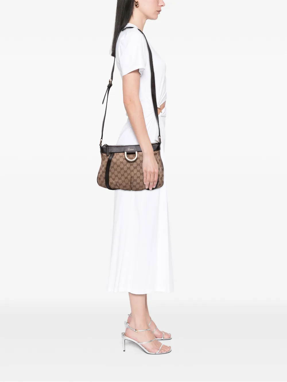 Pre-owned Gucci 2016-2025 Gg Canvas Abbey D Ring Crossbody Bag In Brown