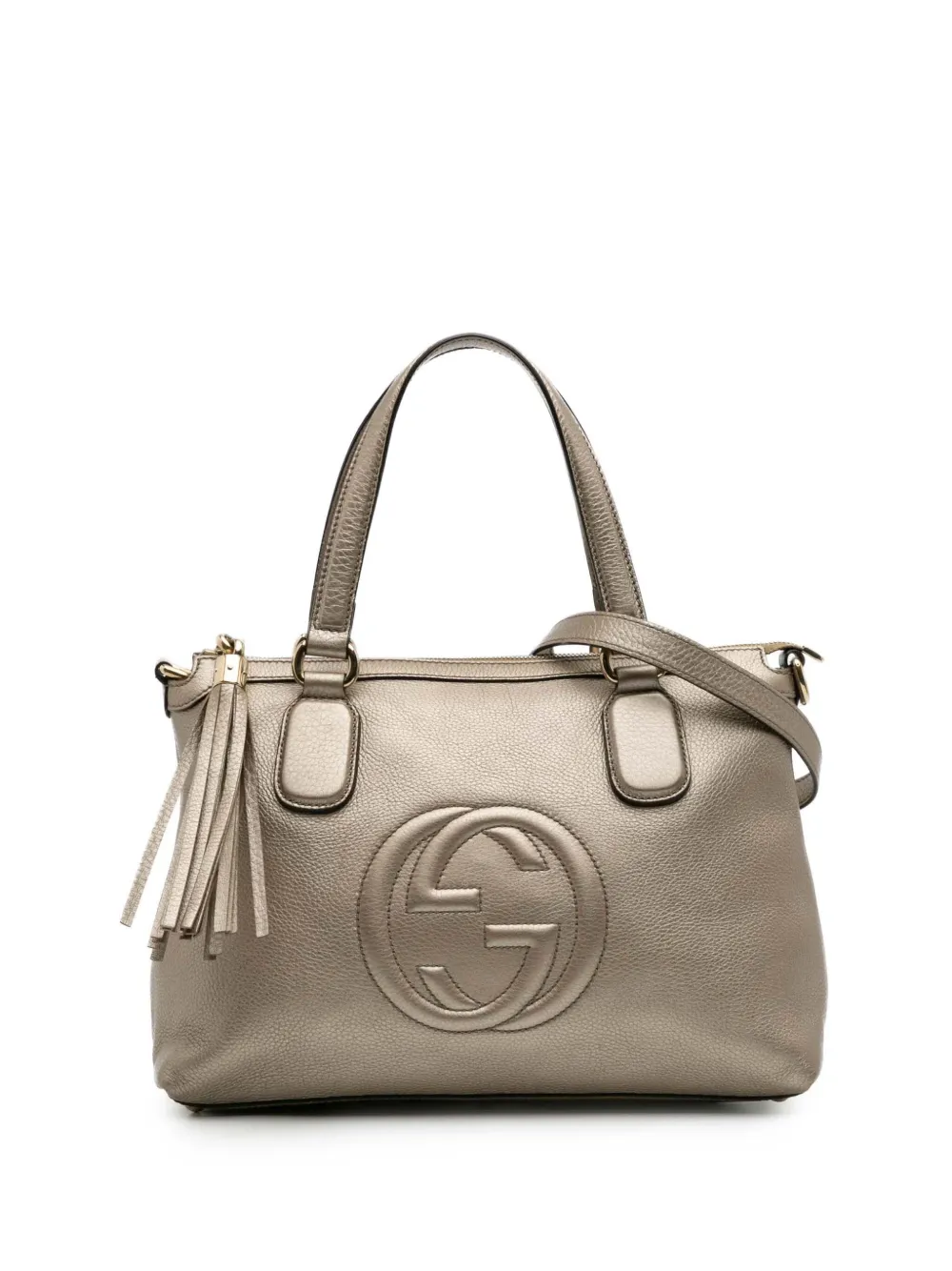 Gucci Pre-Owned 2016-2025 スモール メタリック レザー ソーホー ワーキング サッチェルバッグ - ゴールドトーン Gucci Pre-Owned 2016-2025 スモール メタリック レザー ソーホー ワーキング サッチェルバッグ - ゴールドトーン