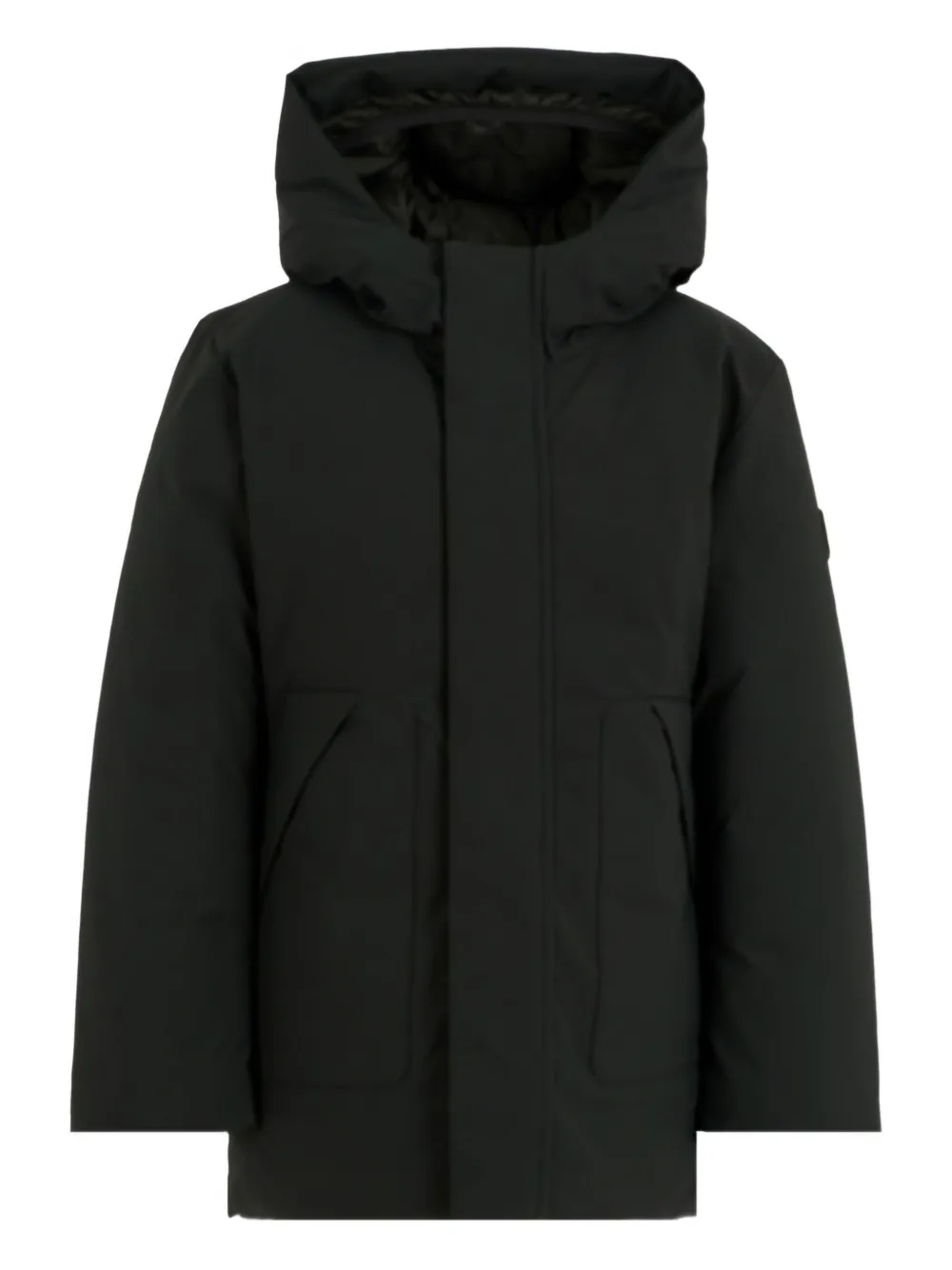 Save The Duck Kids logo-patch hooded padded jacket | Black | Image 1