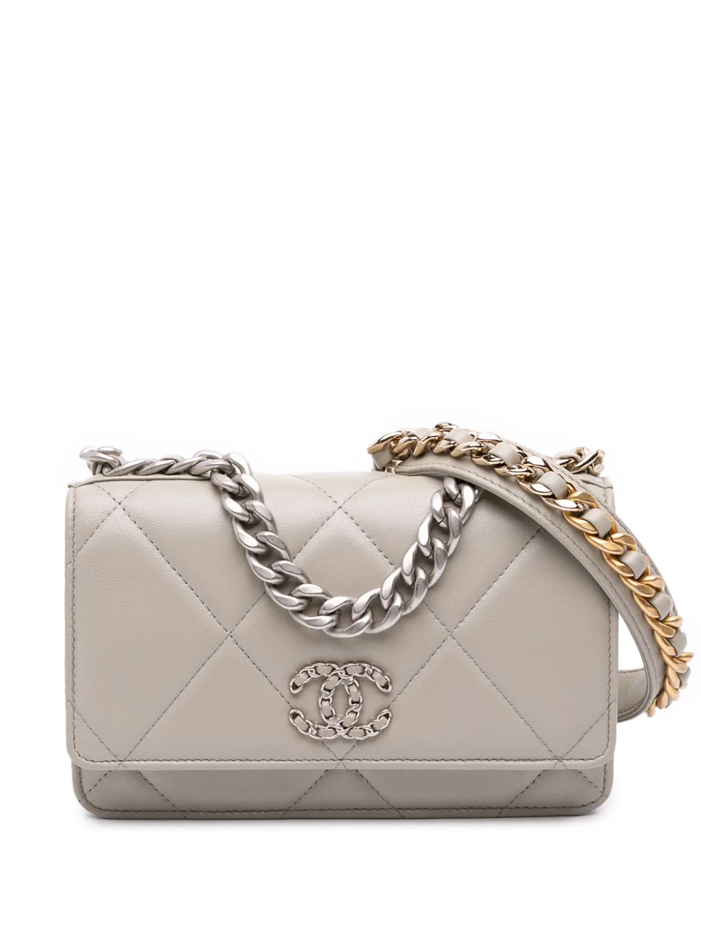CHANEL Pre-Owned 2021-2025 マトラッセ ラムスキン 19 ウォレットオンチェーン サッチェルバッグ - ブラウン CHANEL Pre-Owned 2021-2025 マトラッセ ラムスキン 19 ウォレットオンチェーン サッチェルバッグ - ブラウン