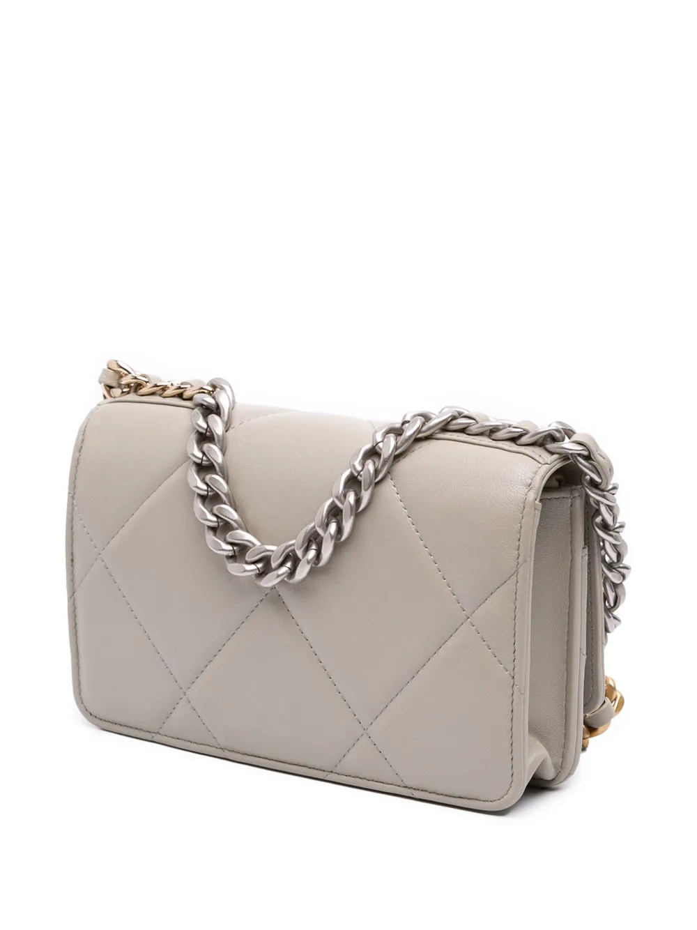 CHANEL Pre-owned 2021-2025 Quilted Lambskin 19 Wallet On Chain Satchel In Brown