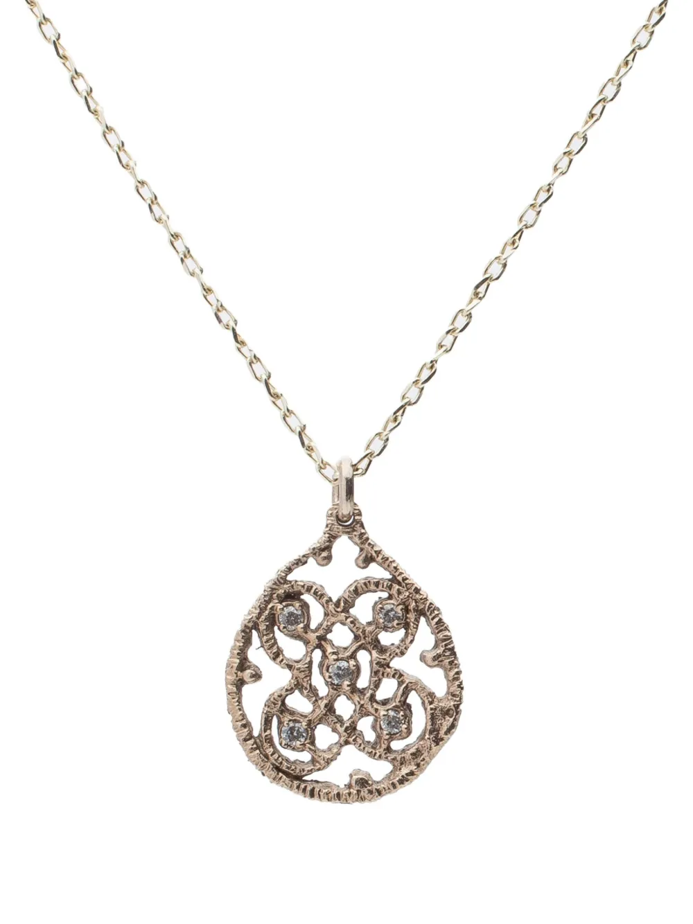Noguchi 14k Yellow Gold Diamond Drop R Diamond Necklace In Gold