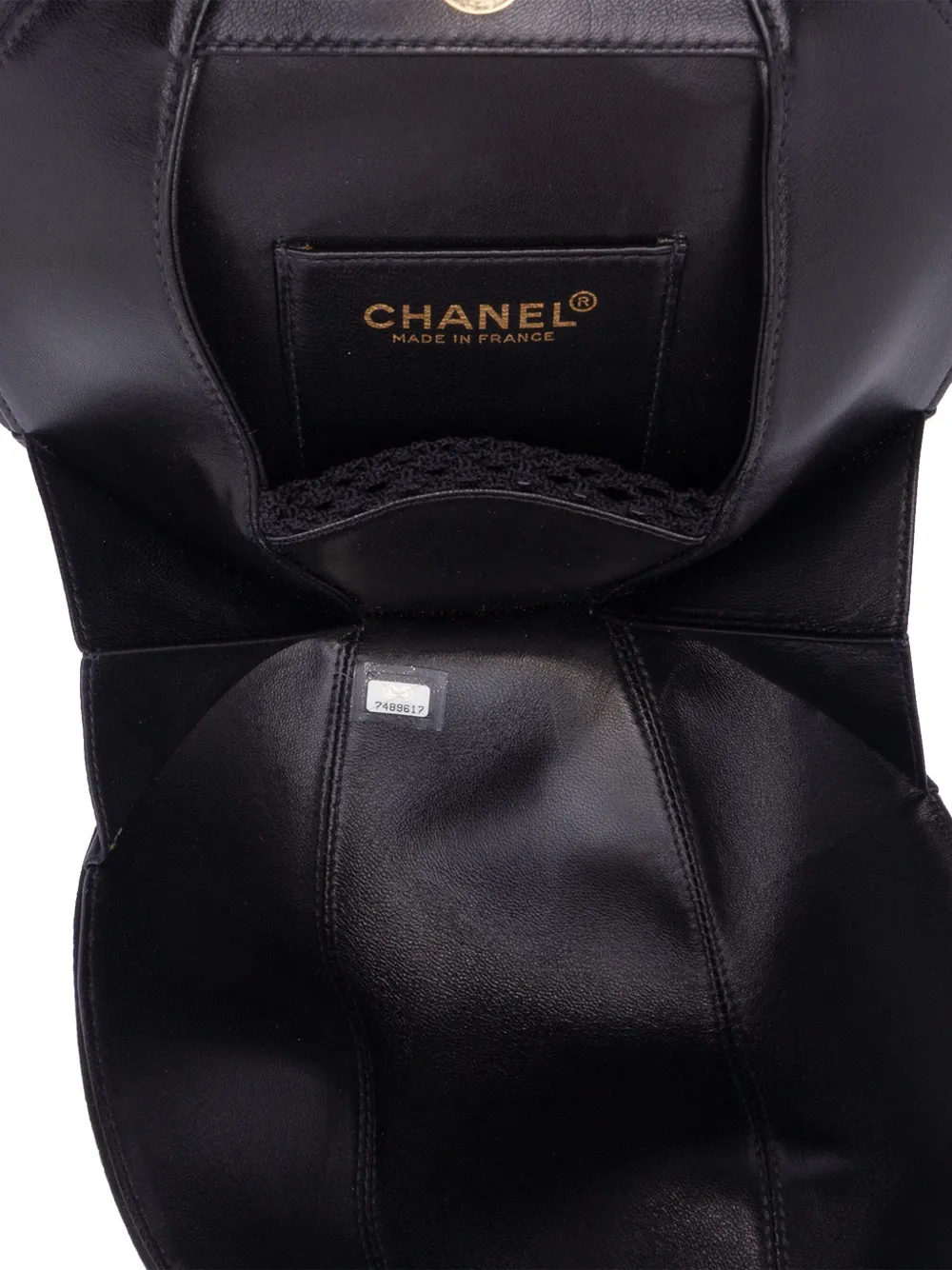 Pre-owned Chanel 2002-2003 Lambskin And Satin Camellia Flower Evening Bag Handbag In Black