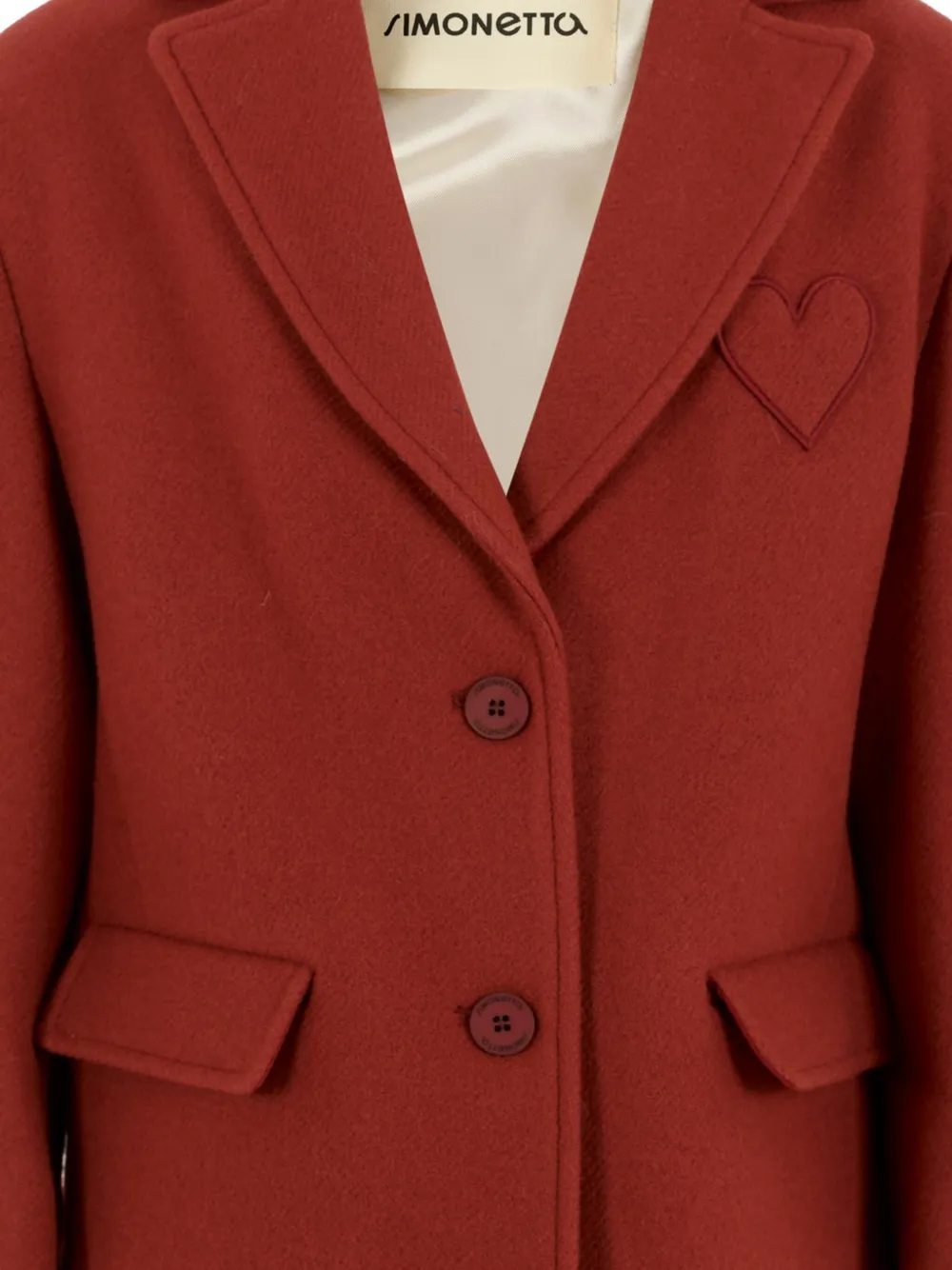Simonetta Heart-detail Long-sleeve Coat In Red