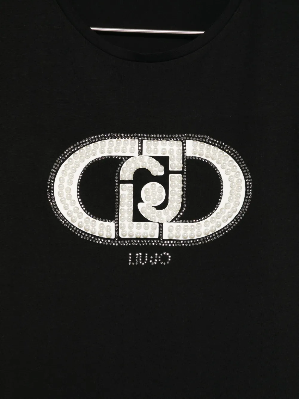 Liu •jo Embellished-logo T-shirt In Black
