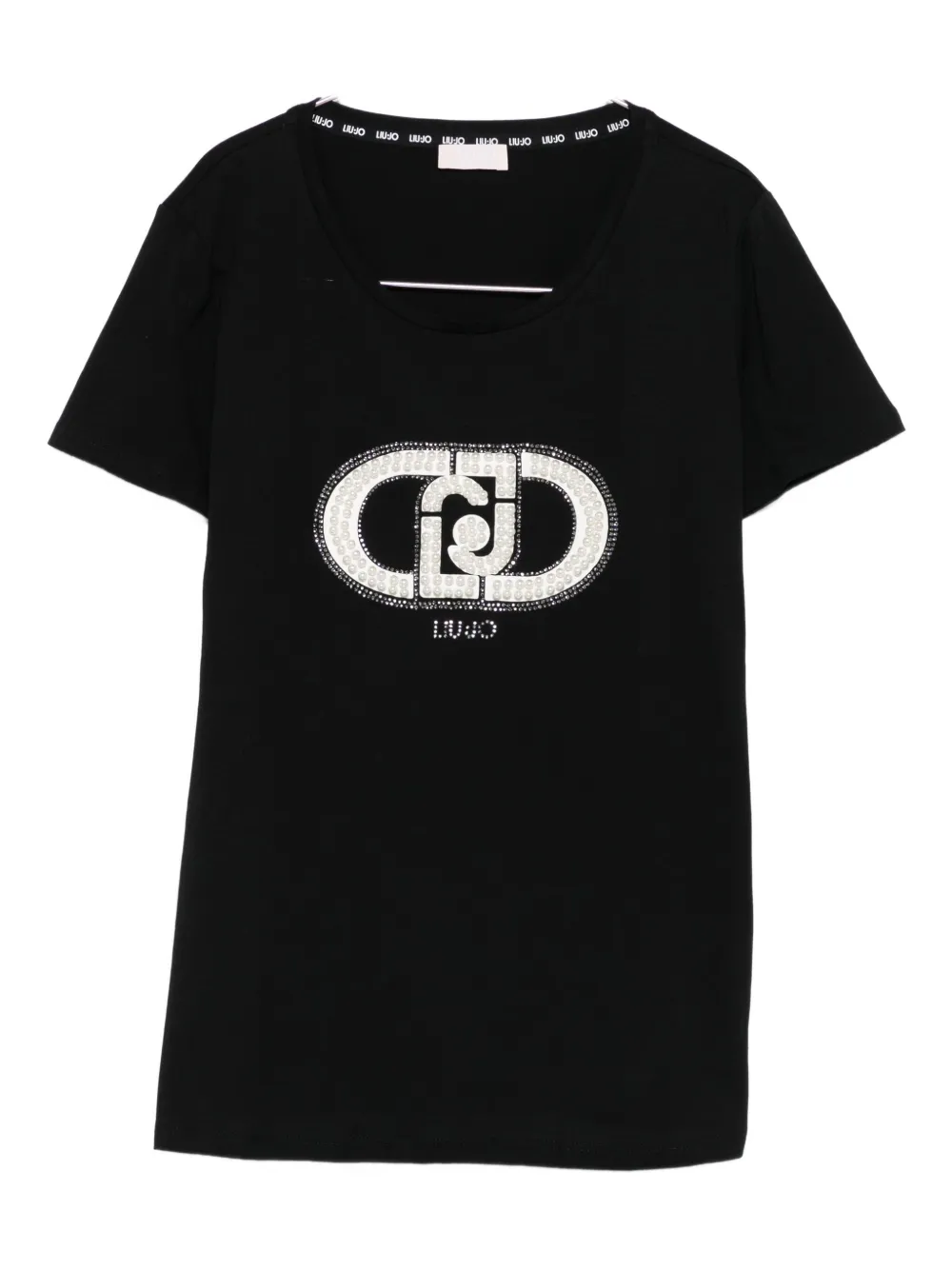 Liu •jo Embellished-logo T-shirt In Black