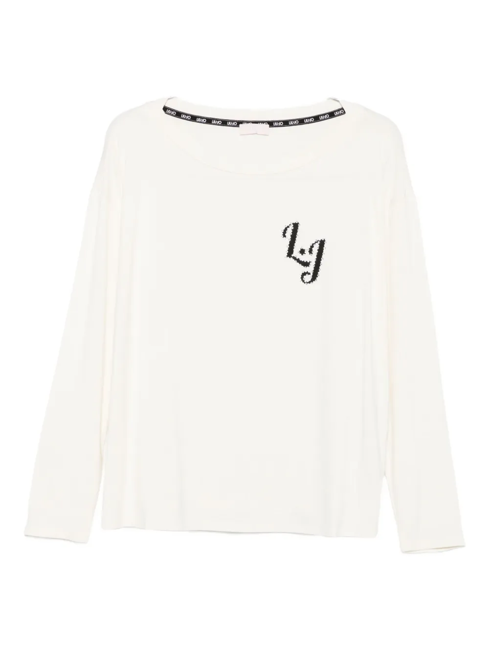 Liu •jo Logo-detail Long-sleeve Top In White