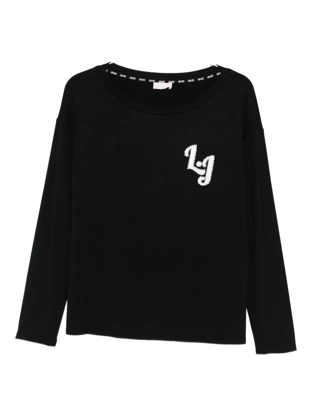 Liu •jo Long-sleeved T-shirt With Logo In Black
