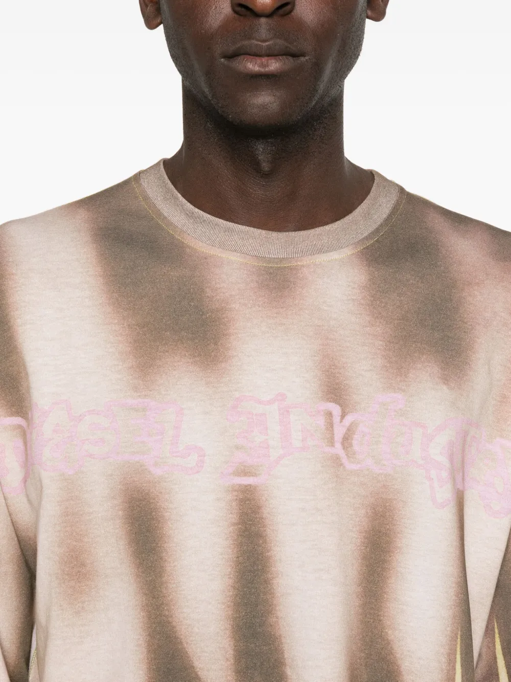 Diesel T-shirt met abstracte print Beige