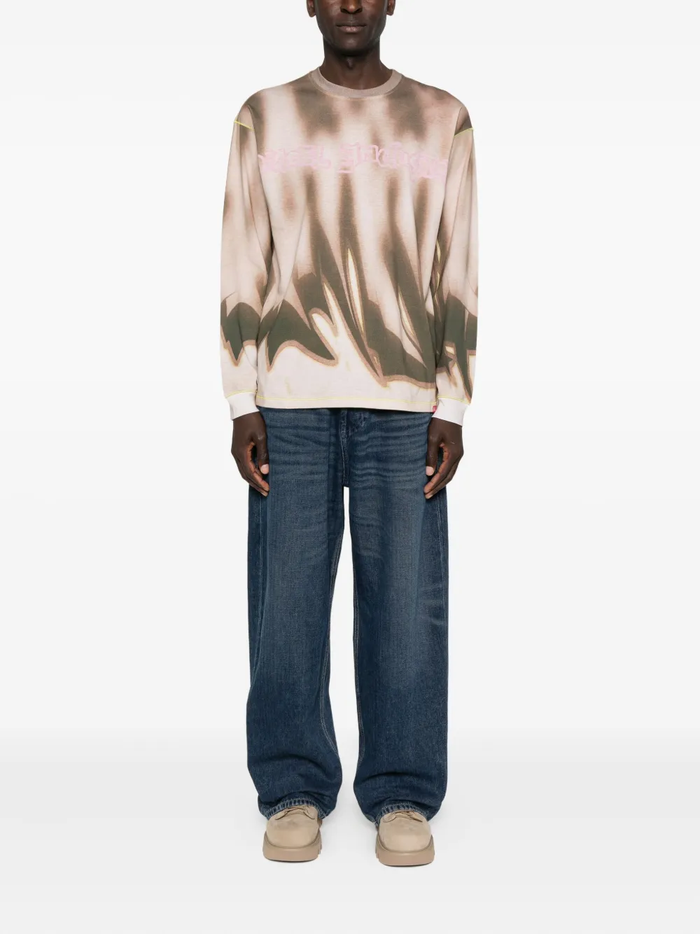 Diesel T-shirt met abstracte print - Beige