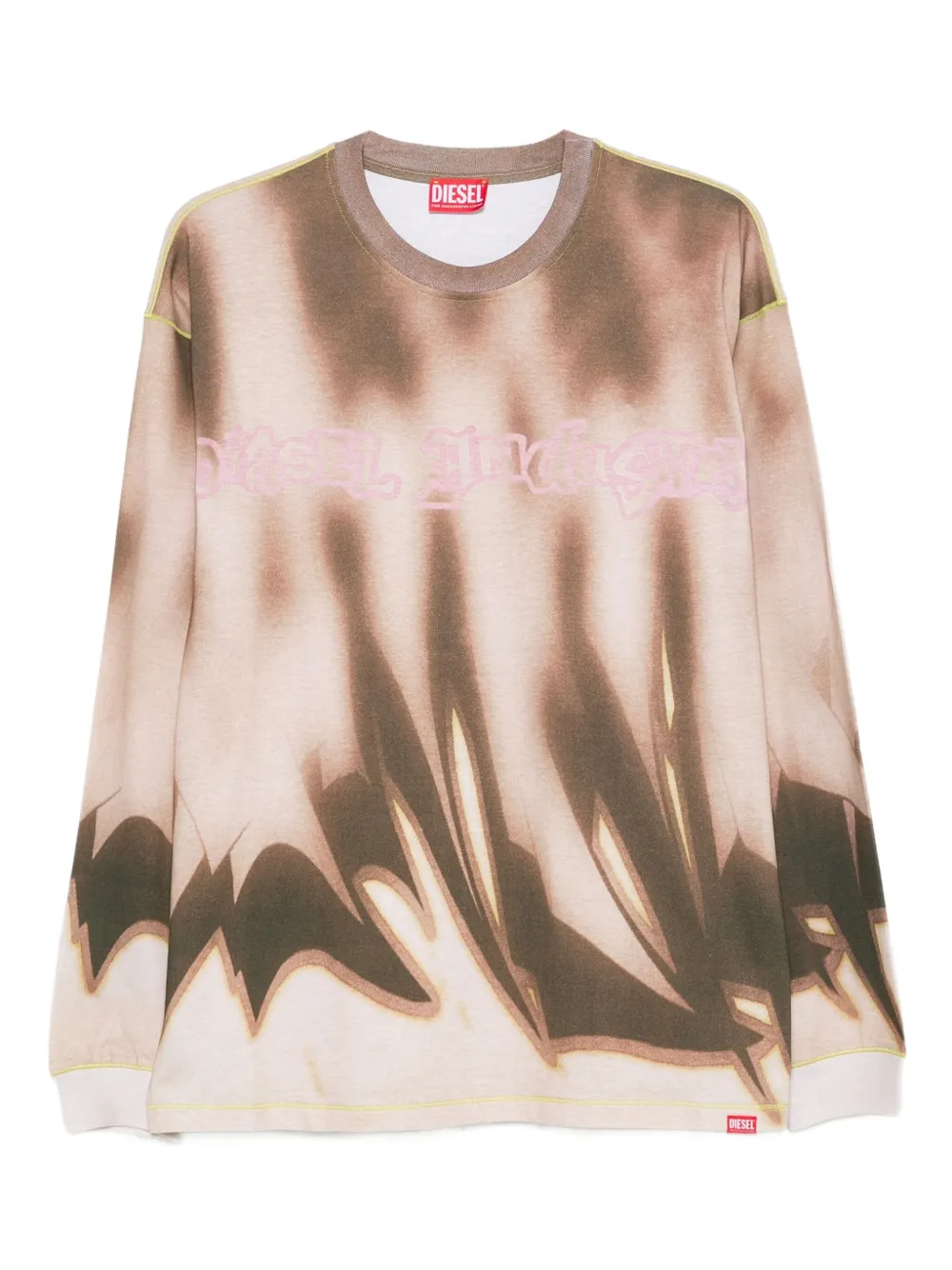 Diesel abstract-print long-sleeve T-shirt | Neutrals | Image 1