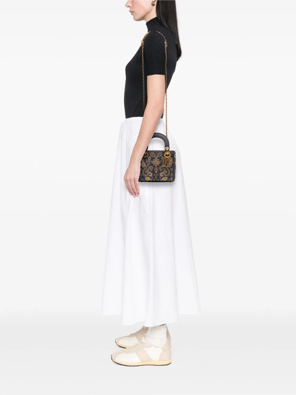Christian Dior Pre-Owned 2017 Mini Denim Embroidered Lady Dior satchel | Pre-Owned | Image 2
