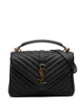 Saint Laurent Pre-Owned 2022 Medium Quilted Chevron Sheepskin College satchel - Black