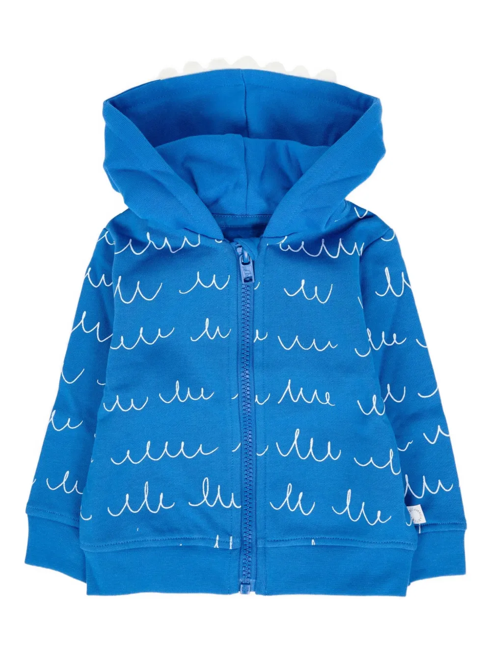 Stella McCartney Kids wave-print cotton hooded top | Blue | Image 1