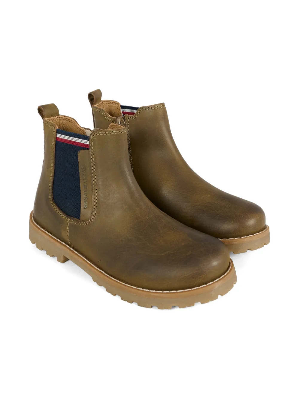 Tommy Hilfiger Junior Chelsea laarzen met elastische zijkant Bruin