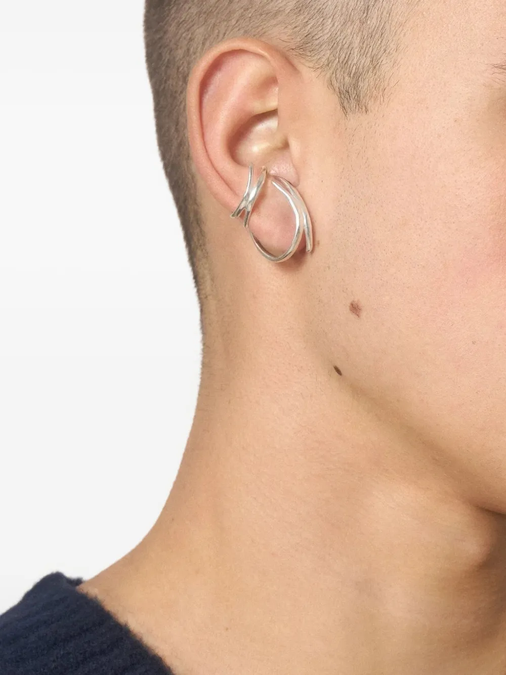 Panconesi Curved-line Ear Cuffs In White