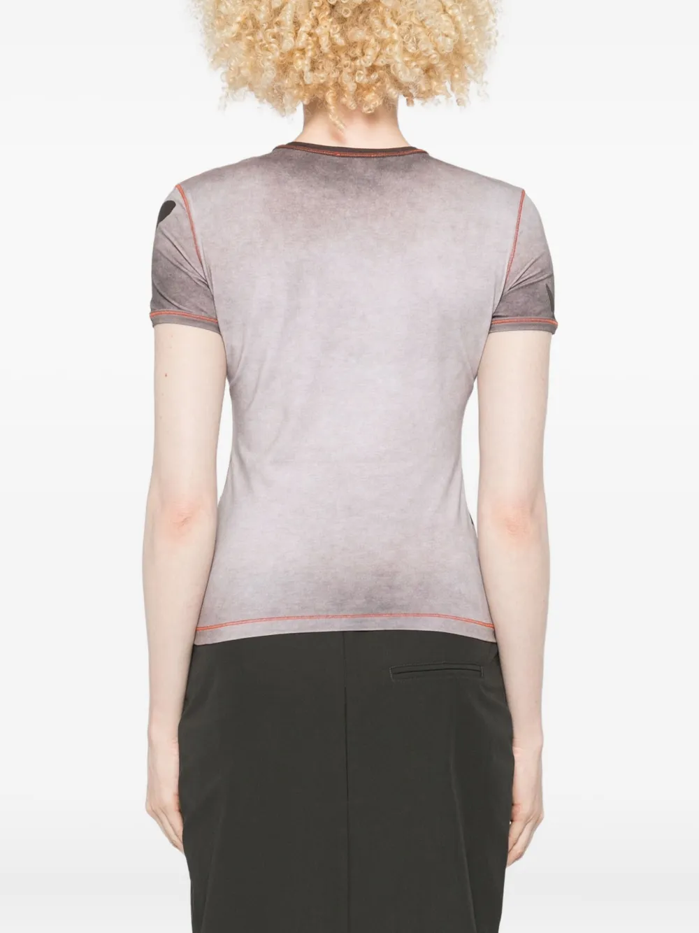 Diesel Graphic Print Crew Neck Short Sleeve Top In Brown