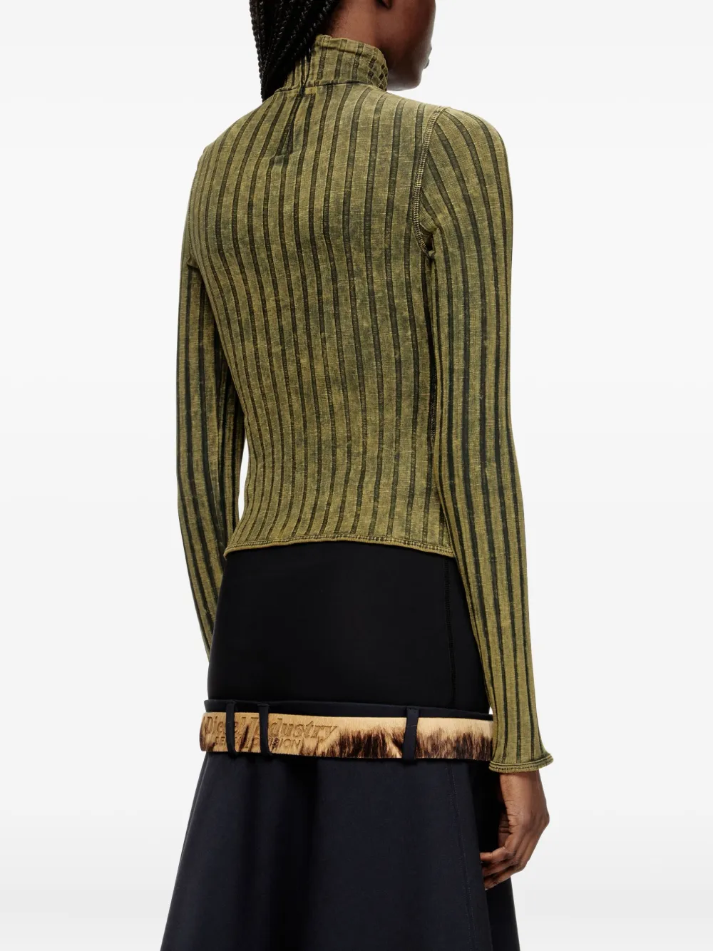 Diesel T-Clawa geribbeld T-shirt met lange mouwen Groen