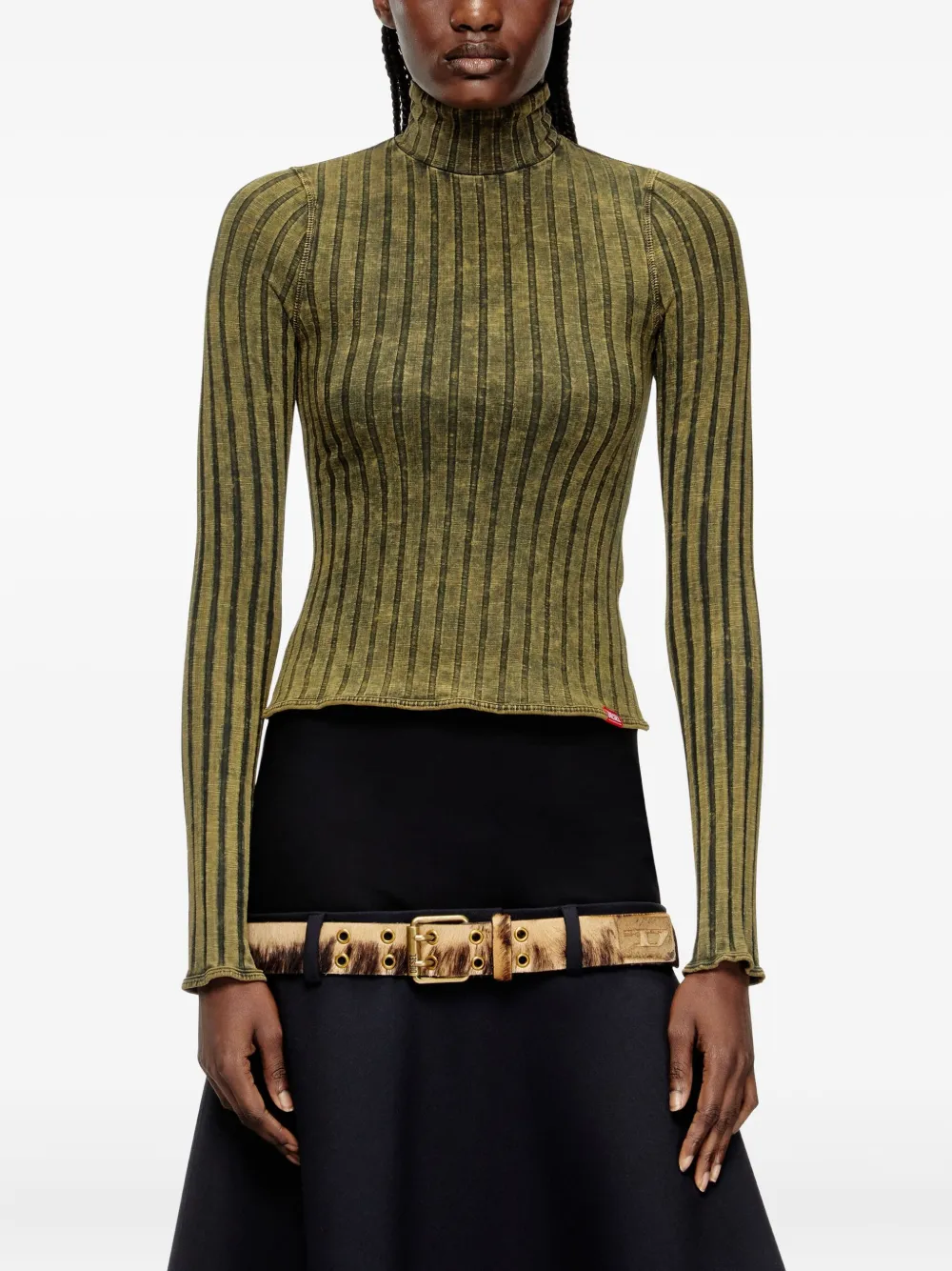 Diesel T-Clawa geribbeld T-shirt met lange mouwen Groen