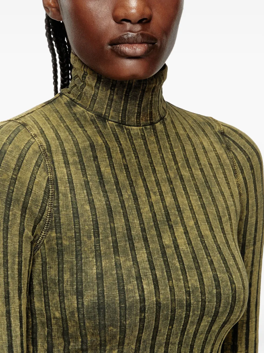 Diesel T-Clawa geribbeld T-shirt met lange mouwen Groen