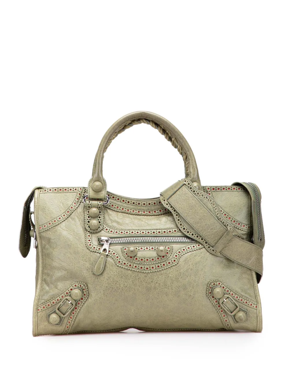 Balenciaga Pre-Owned 2005-2025 ラムスキン モトクロス シティ ジャイアント ブローグ サッチェルバッグ - Balenciaga Pre-Owned 2005-2025 ラムスキン モトクロス シティ ジャイアント ブローグ サッチェルバッグ -