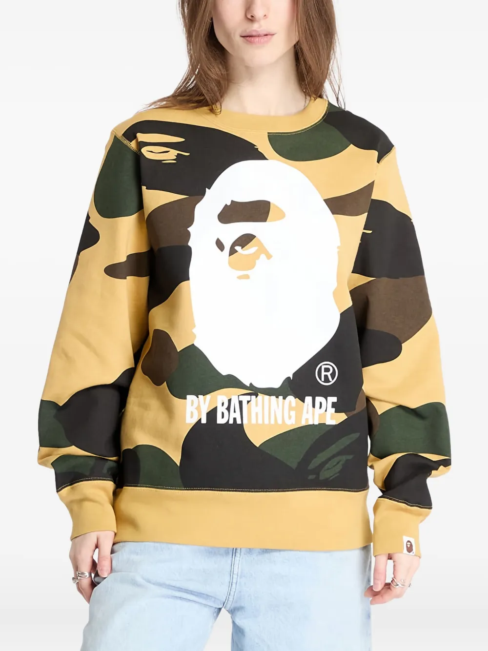 A BATHING APE camo-print crewneck sweatshirt Geel