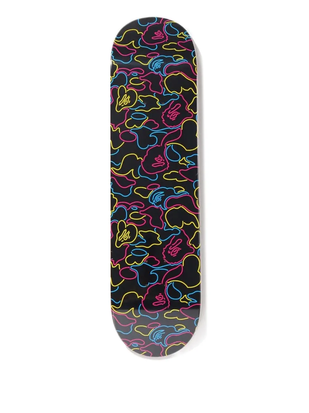 A BATHING APE® neon-graphic skateboard | Black | Image 1