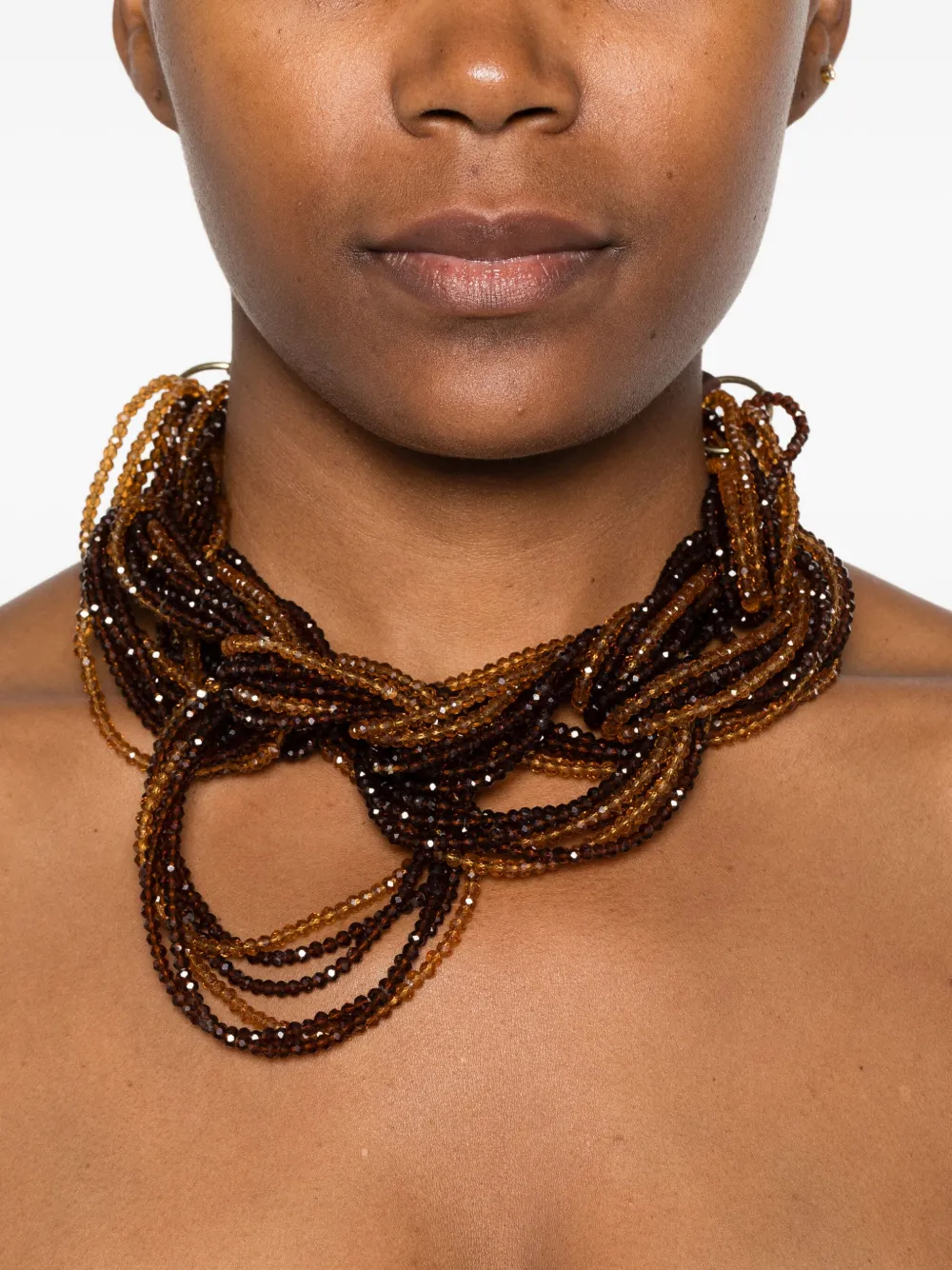 Antonelli beaded leather necklace - Bruin