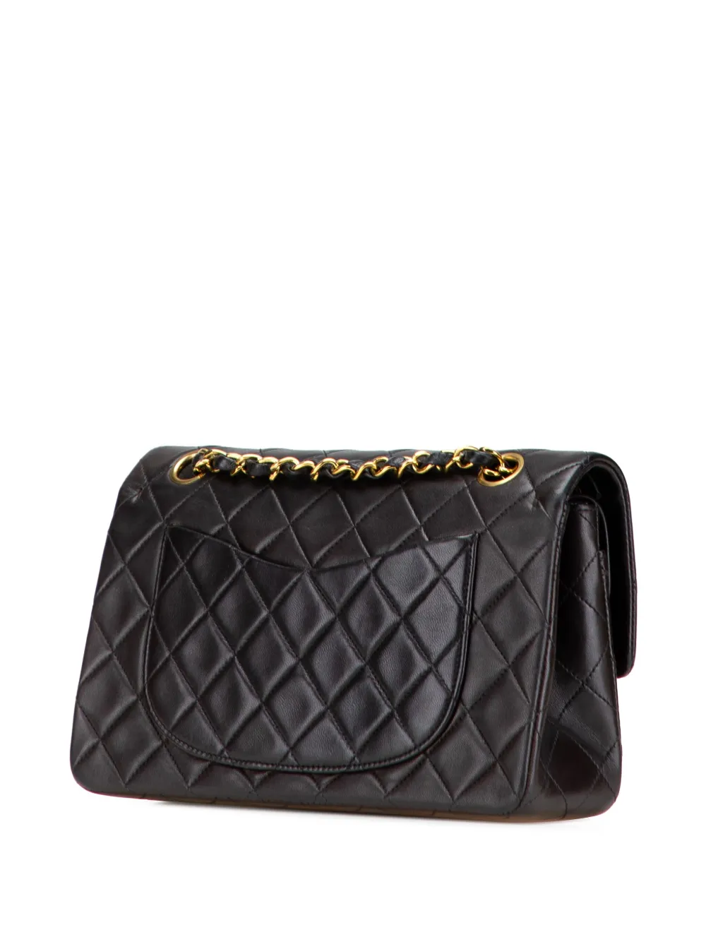 Pre-owned Chanel 1991-1994 Small Classic Lambskin Double Flap Shoulder Bag In Black
