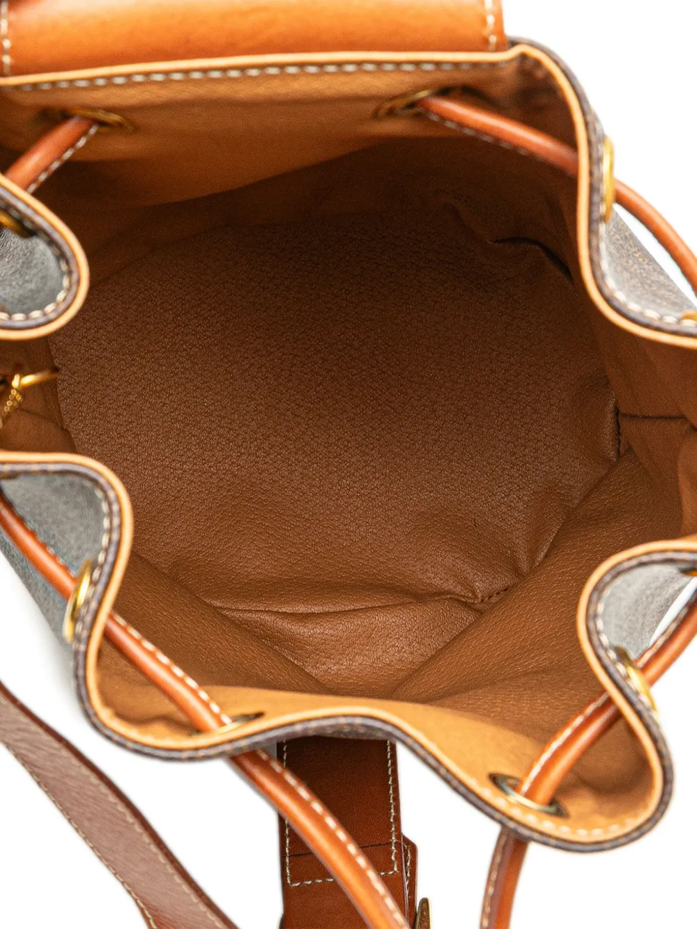 Pre-owned Celine 20th Century Macadam Coated Canvas Drawstring Sling Bag Crossbody Bag In Brown
