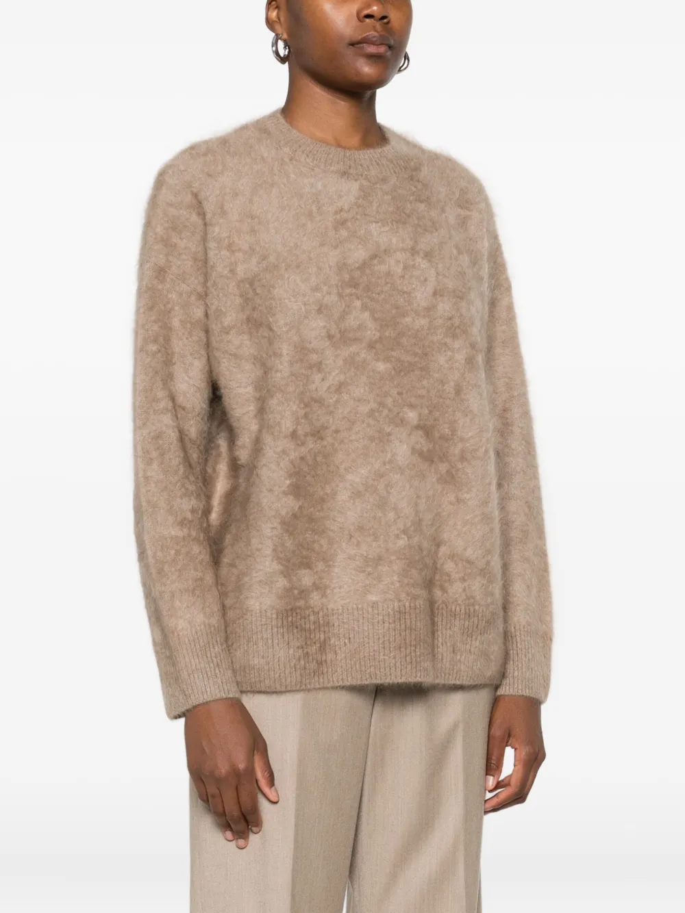 Max Mara Cashmere Crew-neck Sweater In Brown