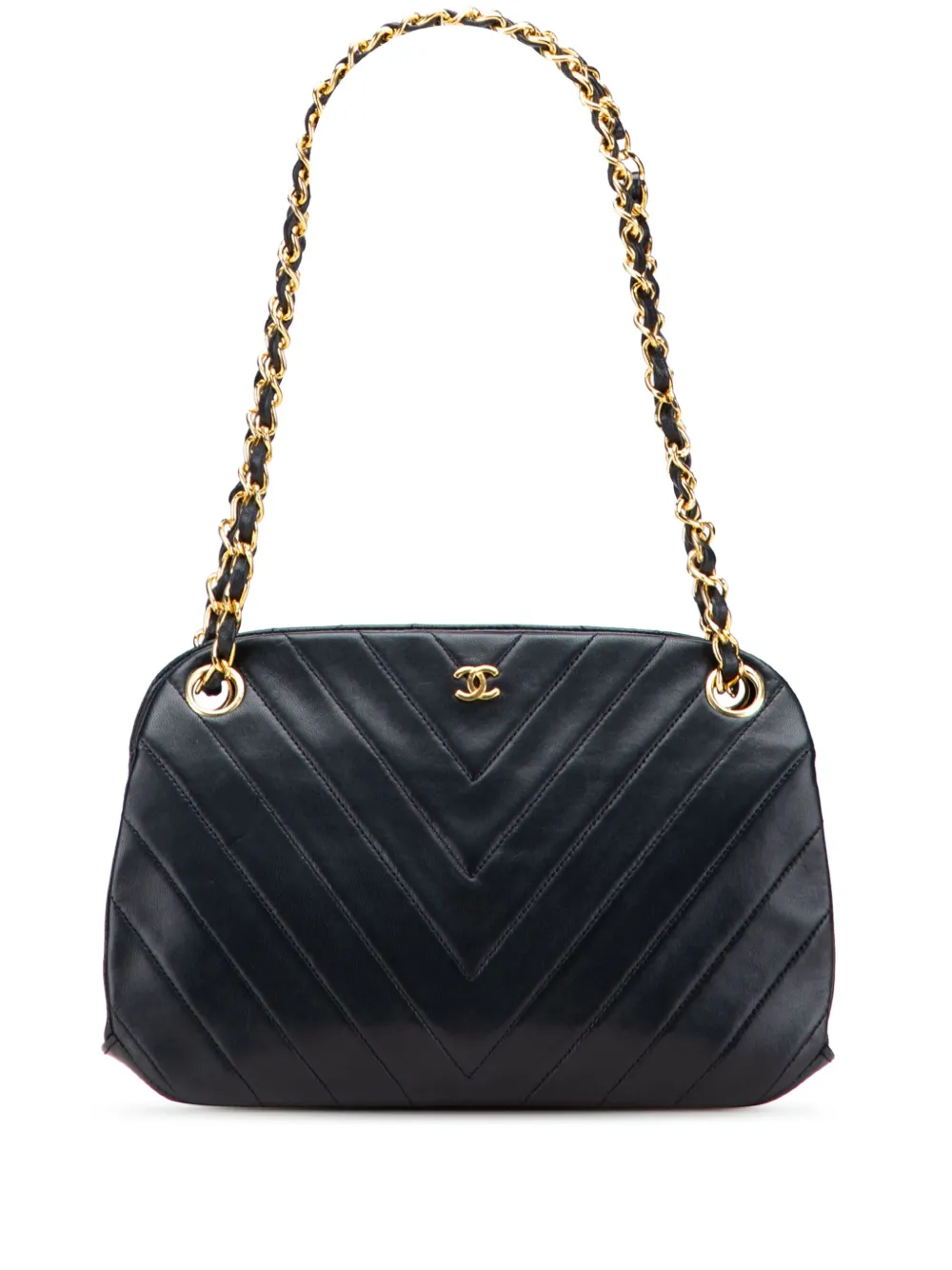 CHANEL Pre-Owned 1989-1991 CC Chevron Quilted Lambskin Kiss Lock CHANEL Pre-Owned 1989-1991 CC Chevron Quilted Lambskin Kiss Lock