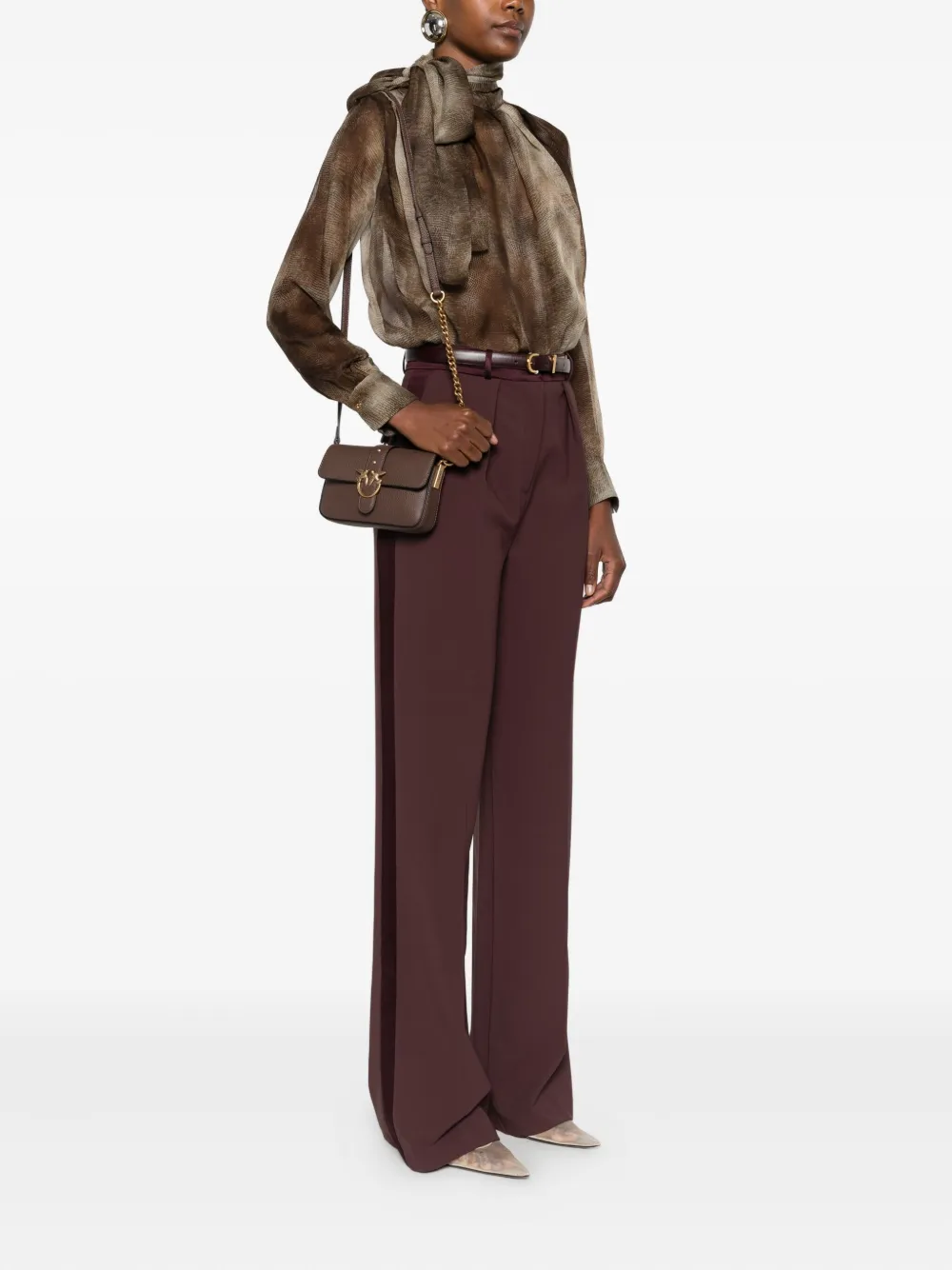 PINKO Love Birds crossbodytas met gesp Bruin