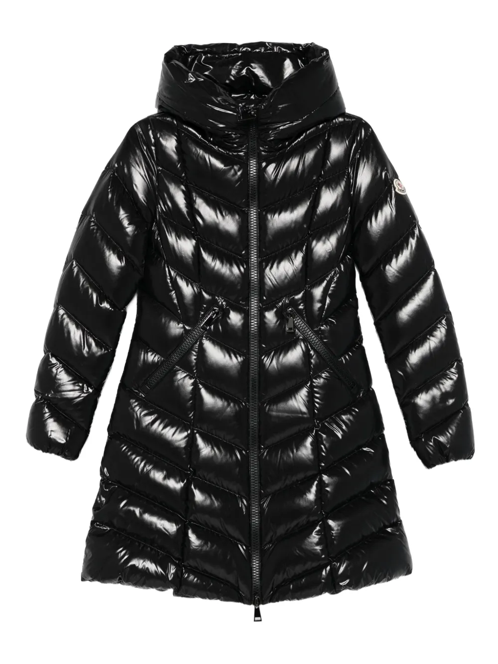 Moncler chevron-quilted hooded puffer jacket | Black | Image 1