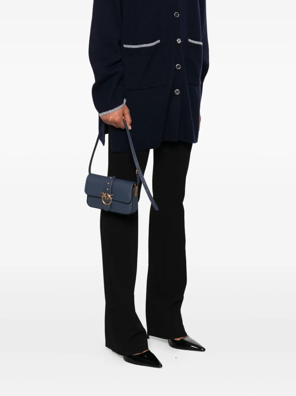 PINKO Love Birds crossbodytas met gesp Blauw